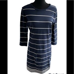 NEW with tags Nautica blue/ white stripe tee shirt style jersey knit dress, sz M